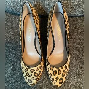 Franco Sarto Darren 2 Leopard Print Calf Hair Pumps High Heels Sz 8.5